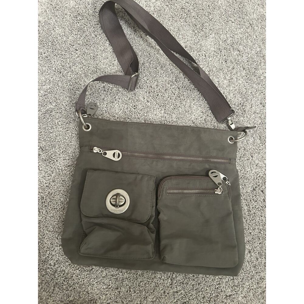 Baggallini Sydney Crossbody‎ Travel Bag Gray Brown Nylon Packable Unisex
